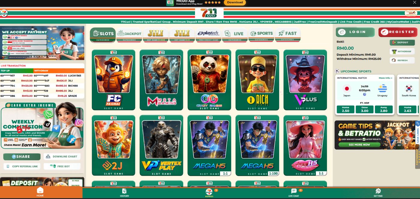 Banner 711 untuk lobi slot kasino 711Cuci Malaysia